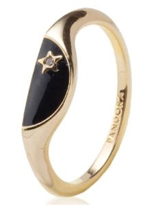 Pandora Pozłacany pierścionek z cyrkoniami rozmiar: 54. Żółte pierścionki Pandora, z cyrkonią, metalowe. Za 217,99 zł.