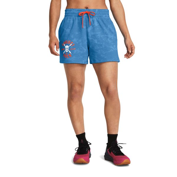 Spodenki treningowe damskie Under Armour Project Rock Underground Terry. Niebieskie szorty Under Armour, bez wzorów, rockowe. Za 169,99 zł.