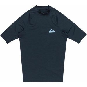 Koszulka Quiksilver Everyday SS Rashguard UPF 50 Dark Navy Heather 2024. Niebieskie bluzki Quiksilver, m, bez wzorów, z elastanu, sportowe, bez kołnierzyka, bez ramiączek. Za 139,99 zł.