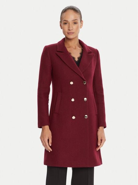 Rinascimento Płaszcz wełniany CFC0126118003 Bordowy Regular Fit. Czerwone płaszcze Rinascimento, na zimę, l, bez wzorów, z syntetyku, bez kaptura. Za 559,99 zł.