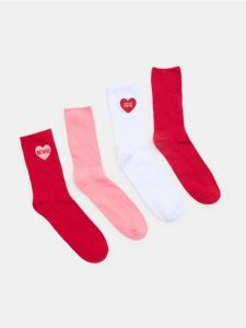 Prążkowane skarpetki z haftem 4 pack - wielobarwny. Skarpetki Sinsay, bez wzorów, prążkowane. Za 17,99 zł.