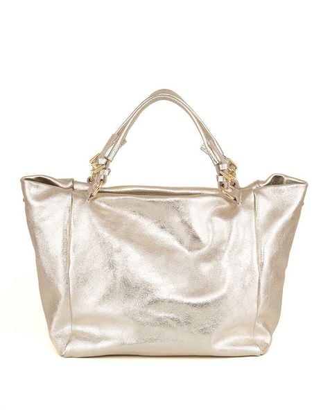 Lucca Baldi Skórzany shopper bag "Gimignano" w kolorze złotym - 45 x 50 x 20 cm rozmiar: onesize. Żółte shopper bag Lucca Baldi, bez wzorów, z materiału, przez ramię, bez dodatków. Za 288,18 zł.