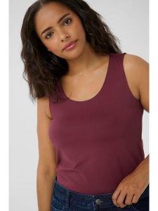 KAFFE curve Top "Erina" w kolorze bordowym rozmiar: L. Czerwone topy KAFFE curve, l, bez wzorów, bez kołnierzyka, bez ramiączek. Za 60,99 zł.