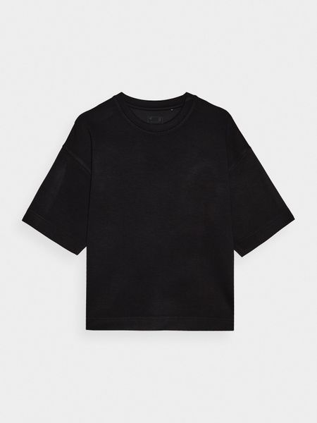 4F T-shirt regular z modalem damski - czarny XL. Czarne t-shirty 4f, xl, bez wzorów, z dzianiny, bez kołnierzyka, bez ramiączek. W wyprzedaży za 39,99 zł.