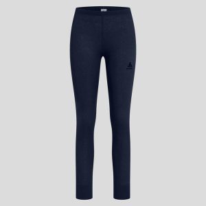 Legginsy termoaktywne damskie Odlo ACTIVE WARM ECO. Niebieskie legginsy ODLO, bez wzorów, z materiału, z podwyższonym stanem. Za 249,99 zł.