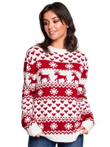 Be Wear Sweter w kolorze czerwonym rozmiar: S/M. Czerwone swetry oversize Be Wear, m, bez wzorów, bez ramiączek. Za 146,50 zł.