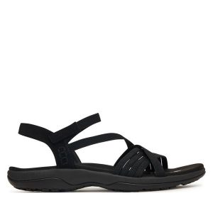 Sandały Skechers. Czarne sandały Skechers, bez wzorów, bez obcasa, na płaskiej podeszwie, bez zapięcia. Za 215,99 zł.
