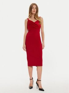 Rinascimento Sukienka koktajlowa CFC0019703002 Czerwony Slim Fit. Czerwone kombinezony Rinascimento, l, bez wzorów, z syntetyku, wizytowe, bez kołnierzyka, bez ramiączek. Za 439,99 zł.
