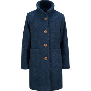 Płaszcz z przędzy boucle z kieszeniami. Niebieskie płaszcze bonprix, bez wzorów, bez kaptura. Za 269,99 zł.