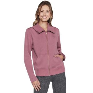 Bluza dresowa sportowa damska Hoodless Hoodie Skechcloud Jacket. Czarne bluzy Skechers, l, bez wzorów, z dresówki, bez kaptura. Za 299,99 zł.