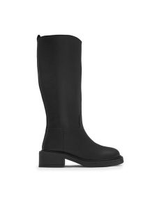 Lasocki Kozaki KAP-SL-21703 Czarny. Czarne kozaki Lasocki, bez wzorów, ze skóry, bez obcasa, na płaskiej podeszwie, bez zapięcia. Za 429,99 zł.
