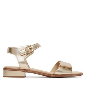 Sandały Caprice. Żółte sandały Caprice, bez wzorów, bez obcasa, na słupku, bez zapięcia. Za 339,99 zł.