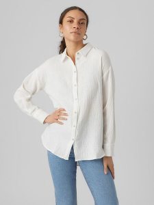 Vero Moda Koszula "Natali" w kolorze białym rozmiar: XXL. Białe koszule Vero Moda, xxl, bez wzorów, z bawełny, bez kołnierzyka, bez ramiączek. Za 123,45 zł.