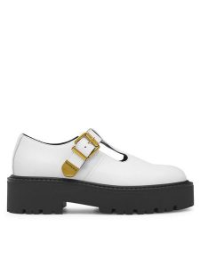 Badura Półbuty BENEDICTE-01 Biały. Białe półbuty Badura, bez wzorów, ze skóry, bez obcasa, na płaskiej podeszwie, bez zapięcia. Za 287,99 zł.