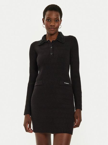 Pinko Sukienka dzianinowa York 104360 A27J Czarny Regular Fit. Czarne sukienki Pinko, m, bez wzorów, z dzianiny, bez kołnierzyka, bez ramiączek. Za 649,99 zł.