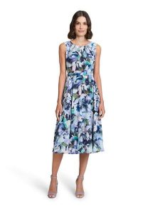 Vera Mont Sukienka w kolorze błękitno-zielonym rozmiar: 36. Niebieskie sukienki Vera Mont, bez wzorów, bez kołnierzyka, bez ramiączek, midi. Za 260,99 zł.