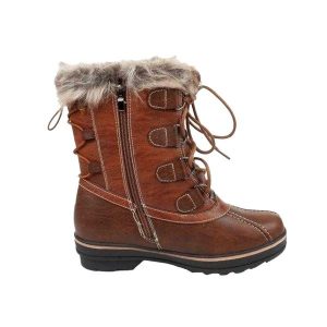 Buty Śniegowe Ze Skóry Ekologicznej Dla Kobiet. Brązowe buty zimowe Geographical Norway, ze skóry ekologicznej, bez obcasa, bez zapięcia. Za 375,99 zł.