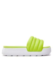Puma Klapki Karmen Slide Puffy Wns 395399-04 Zielony. Zielone kalosze Puma, bez wzorów, ze skóry. Za 189,99 zł.