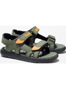 Timberland Sandały trekkingowe "Perkins Row" w kolorze oliwkowo-pomarańczowym rozmiar: 36. Brązowe sandały Timberland, bez wzorów, z otwartym noskiem, bez obcasa, bez zapięcia. Za 153,71 zł.