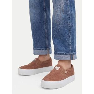 Tenisówki DC Shoes. Brązowe trampki DC Shoes, bez wzorów, bez zapięcia. Za 199,99 zł.