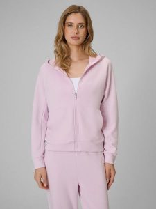 4F Bluza dresowa regular z kapturem damska - różowa XXL. Czerwone bluzy 4f, xxl, bez wzorów, z dresówki, z kapturem. Za 169,99 zł.