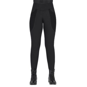 Damskie legginsy jeździeckie QHP Zahra. Czarne legginsy QHP, bez wzorów, z podwyższonym stanem. Za 265,50 zł.