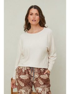 Curvy Lady Sweter w kolorze kremowym rozmiar: 44/46. Brązowe swetry oversize Curvy Lady, bez wzorów, bez ramiączek. Za 75,16 zł.