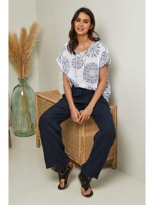 Fleur de Lin Koszulka "Epine" w kolorze białym rozmiar: XXL. Białe bluzki Fleur de Lin, xxl, bez wzorów, bez kołnierzyka, bez ramiączek. Za 70,24 zł.