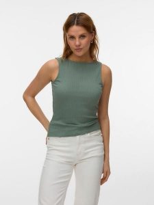 Vero Moda Top w kolorze zielonym rozmiar: M. Zielone topy Vero Moda, m, bez wzorów, bez kołnierzyka, bez ramiączek. Za 61,17 zł.
