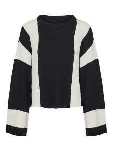 Vero Moda Sweter w kolorze czarno-białym rozmiar: S. Czarne swetry oversize Vero Moda, s, bez wzorów, ze splotem, bez ramiączek. Za 76,45 zł.