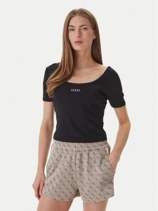 Guess T-Shirt V6GP04 K2969 Czarny Slim Fit. Czarne t-shirty Guess, m, z aplikacjami, z lyocellu, bez kołnierzyka, bez ramiączek. Za 209,99 zł.