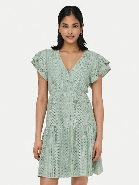 ONLY Sukienka letnia Helena 15303058 Zielony jasny Regular Fit. Zielone kombinezony ONLY, na lato, s, bez wzorów, z bawełny, bez kołnierzyka, bez ramiączek. Za 129,99 zł.