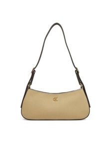 Calvin Klein Torebka Ck Canvas Small Shoulder Bag LV04F3347G Beżowy. Brązowe torebki klasyczne Calvin Klein, bez wzorów, z materiału, bez dodatków. Za 409,99 zł.