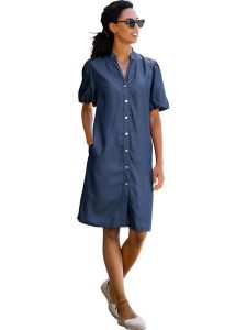 Heine Sukienka w kolorze granatowym rozmiar: 42. Niebieskie sukienki Heine, bez wzorów, z lyocellu, bez kołnierzyka, bez ramiączek, midi. Za 130,99 zł.