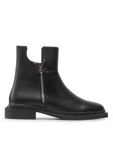 DeeZee Botki ZAL90183-2 Czarny. Czarne botki DeeZee, bez wzorów, ze skóry, bez obcasa, na płaskiej podeszwie, bez zapięcia. Za 179,99 zł.