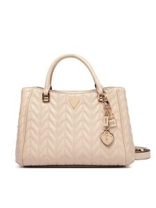 Guess Torebka Stacey HWGG97 41060 Beżowy. Brązowe kuferki Guess, z aplikacjami, ze skóry, bez dodatków. Za 634,99 zł.