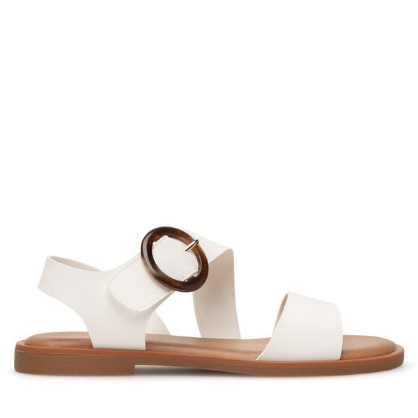 Sandały Jenny Fairy. Białe sandały Jenny Fairy, bez wzorów, bez obcasa, na płaskiej podeszwie, bez zapięcia. Za 79,99 zł.