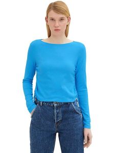 Tom Tailor Koszulka w kolorze niebieskim rozmiar: XL. Niebieskie bluzki Tom Tailor, xl, bez wzorów, bez kołnierzyka, bez ramiączek. Za 61,46 zł.