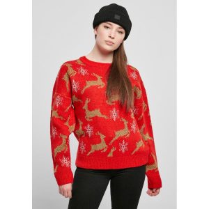 Bluza damska Urban Classics oversized christmaser. Czerwone bluzy Urban Classics, na zimę, bez wzorów, bez kaptura. Za 206,00 zł.