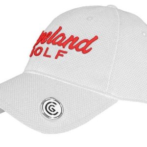 Czapka Cleveland Golf Marker. Czerwone czapki CLEVELAND GOLF, bez wzorów, z materiału, eleganckie. Za 122,00 zł.