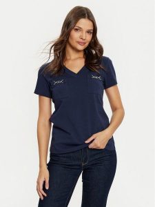 Marciano Guess T-Shirt 5RGI03 6008A Granatowy Regular Fit. Niebieskie t-shirty Marciano Guess, s, z aplikacjami, z bawełny, bez kołnierzyka, bez ramiączek. Za 179,99 zł.