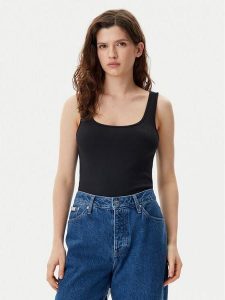 Gap Top 540670-03 Czarny Slim Fit. Czarne topy GAP, xxs, bez wzorów, z bawełny, bez kołnierzyka, bez ramiączek. Za 69,99 zł.