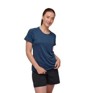 Koszulka turystyczna damska Black Diamond Lightwire SS Tech. Niebieskie bluzki Black Diamond, xs, bez wzorów, sportowe, bez kołnierzyka, bez ramiączek. Za 134,99 zł.