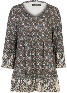 Tunika shirtowa ze zrównoważonej wiskozy. Czarne tuniki bonprix, bez wzorów, z wiskozy, bez kołnierzyka, bez ramiączek. Za 109,99 zł.