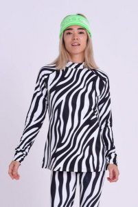Koszulka termoaktywna - Hotel California Zebra Print Damska. Czarne kombinezony OOSC, s, bez wzorów, z polaru, eleganckie, bez kołnierzyka, bez ramiączek. Za 269,99 zł.
