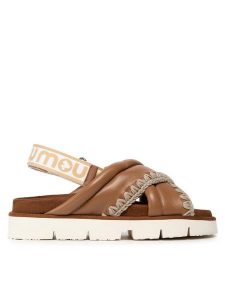 Mou Sandały New Bio # 03 Criss-Cross Upper SW461004C Brązowy. Brązowe sandały Mou, bez wzorów, ze skóry, bez obcasa, na płaskiej podeszwie, bez zapięcia. Za 439,99 zł.