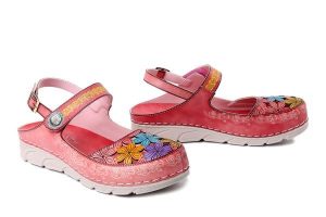 LAURA VITA 0007649 Dorry 32 rose, sandały damskie. Czerwone sandały LAURA VITA, bez wzorów, ze skóry, bez obcasa, bez zapięcia. Za 359,90 zł.