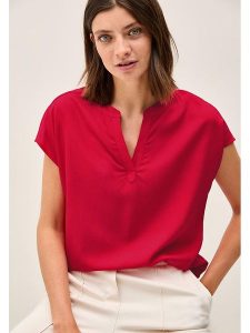 Cecil Bluzka w kolorze czerwonym rozmiar: XL. Czerwone bluzki Cecil, xl, bez wzorów, z wiskozy, bez kołnierzyka, bez ramiączek. Za 65,69 zł.