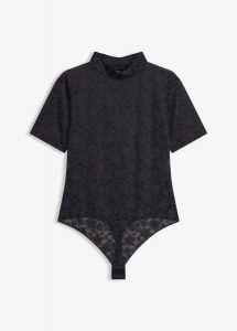Body ze stringami z miękkiego materiału. Czarne body i gorsety bonprix, bez wzorów. Za 109,99 zł.