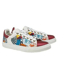 Goby Skórzane sneakersy w kolorze bordowym ze wzorem rozmiar: 38. Czerwone trampki Goby, bez wzorów, bez zapięcia. Za 260,99 zł.